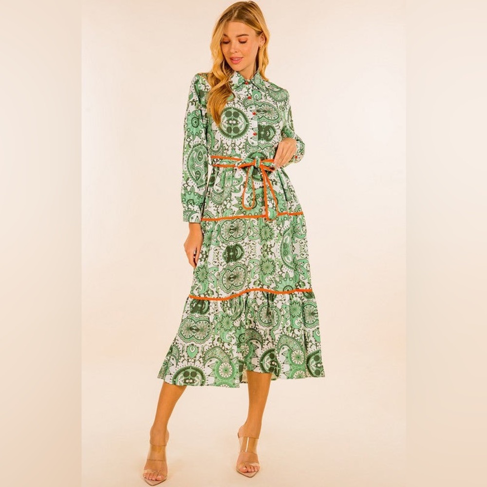 Bella Printed Midi Dress NWT